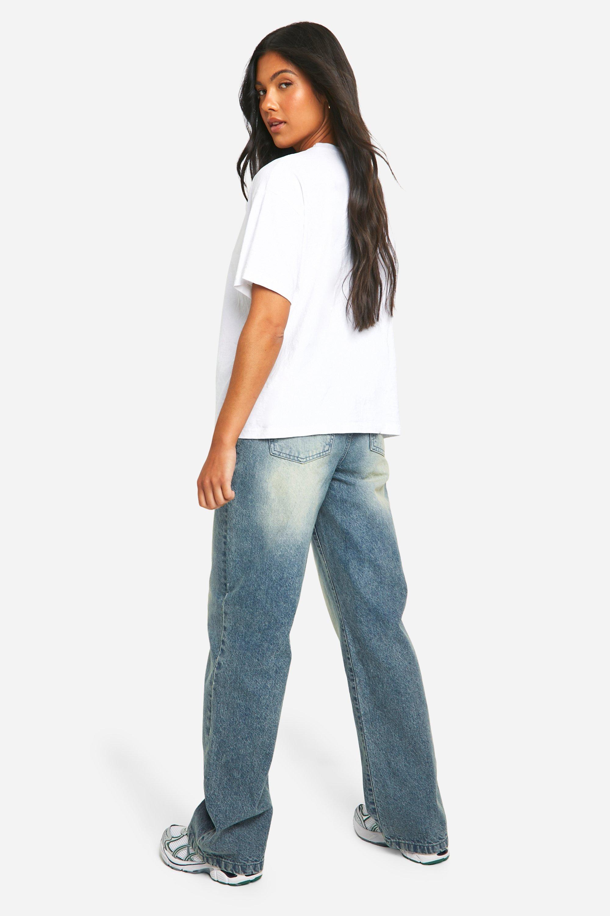 Jeans Premaman Basic a vita alta in taglio maschile